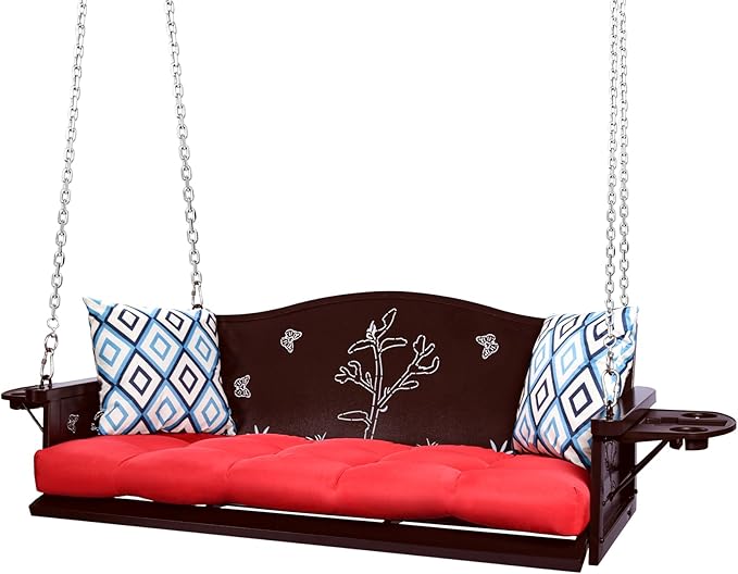 3-Seat Metal Porch Swing 900 LBS Heavy Duty Hanging Bench by zzw