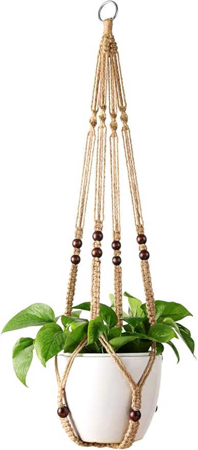 Mkono Macrame Plant Hanger Indoor Jute Hanging Planter Basket by Mkono