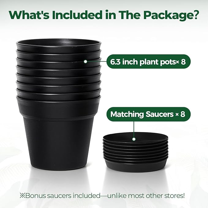 T4U 6 Inch Plant Pot 8-Pack, Plastic Planter - Image 6