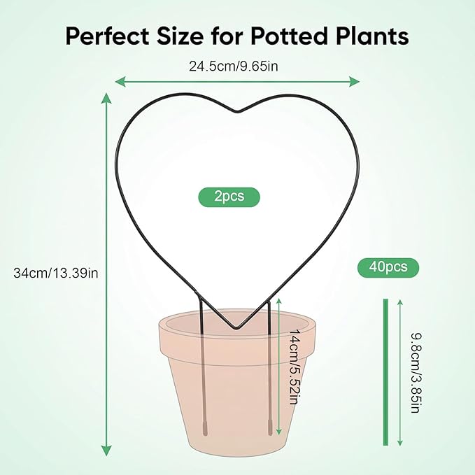 2 Pcs Heart Shaped Plant Trellis Indoor - Image 2