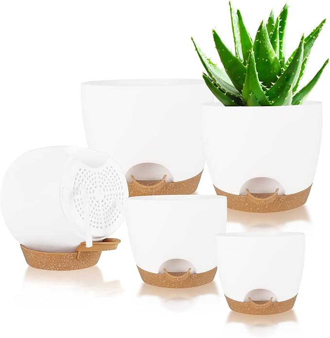 Self Watering Planters with Drainage Holes Reservoir, Nursery Planting Pot - Image 9