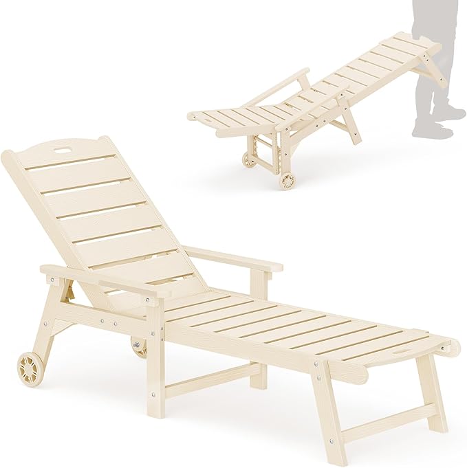 LUE BONA Outdoor Chaise Lounge, HDPS Chaise Lounger, 5 Positions Adjustable by LUEBONA