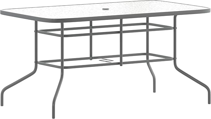 Flash Furniture Tory 31.5" x 55" Rectangular Tempered Glass Metal Table by FlashFurniture
