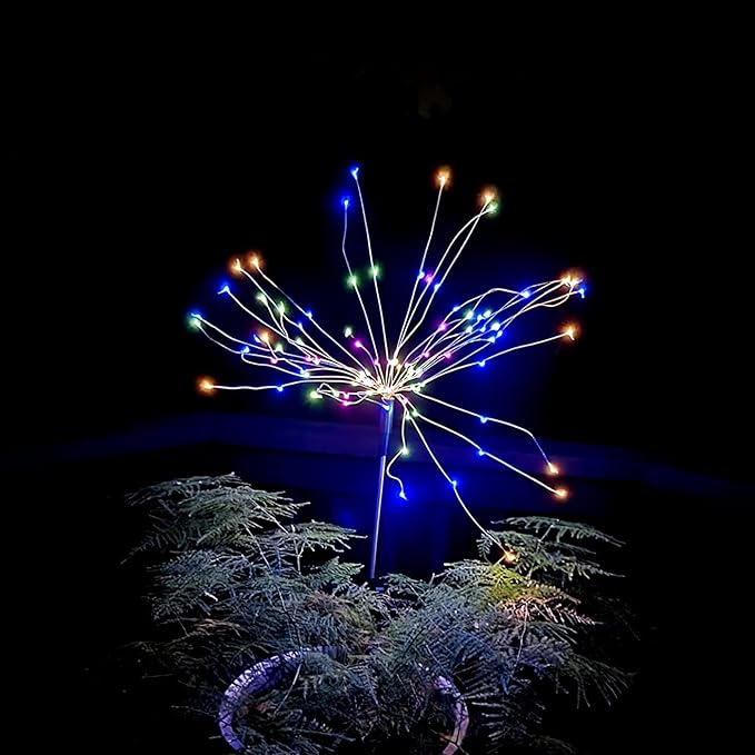 FOOING 4 Pcs Solar Garden Lights Solar Firework Lights Waterproof, 120 LED - Image 2