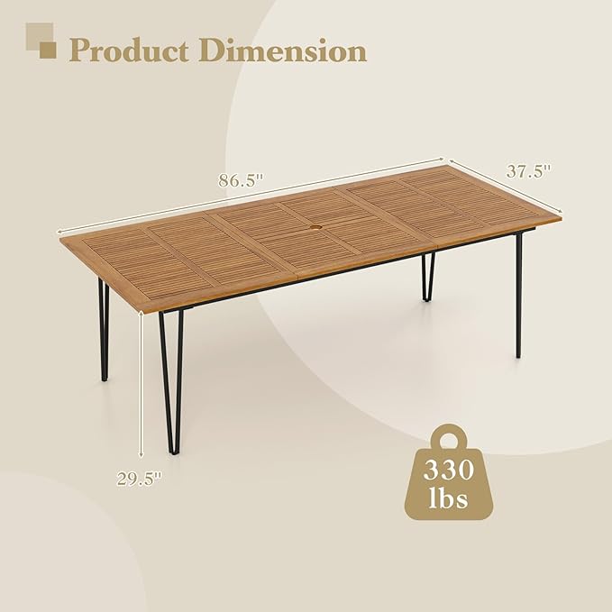 Tangkula 86.5" Large Patio Dining Table - Image 3