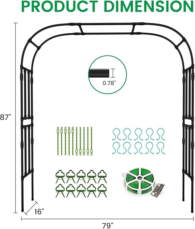 DoCred Garden Arch Trellis for Climbing Plants, 87 Inch Large Garden Trellises - Image 6