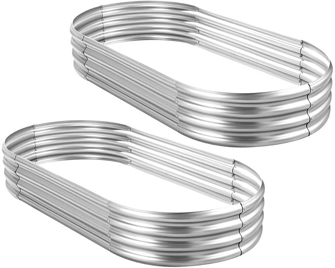 Land Guard 2Pcs Galvanized Steel Raised Garden Bed, Aluminum Raised Garden Bed by Unknown