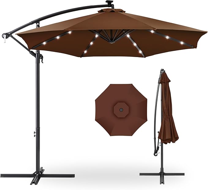 Best Choice Products 10ft Solar LED Offset Cantilever Hanging Market Patio by BestChoiceProducts