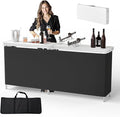 VINGLI 78" Portable Bar Table, 2-Tier Shelves, Mobile Bar Table by VINGLI