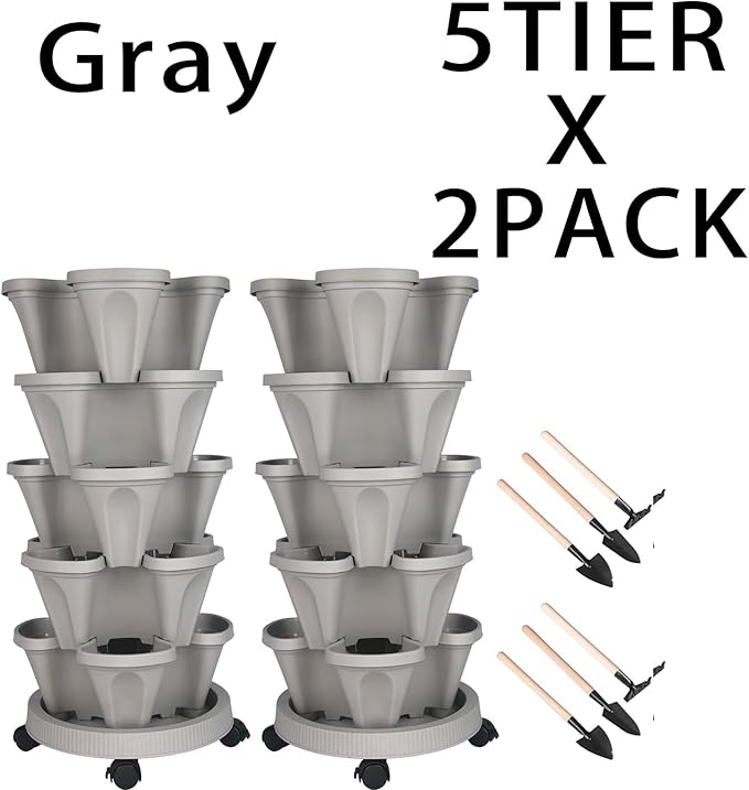 GameXcel Vertical Planter 7 Tier Stackable Planters Garden Planters Strawberry - Image 8