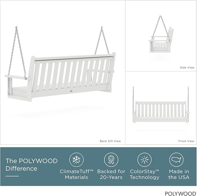 POLYWOOD GNS60WH Vineyard 60" Swing - Image 2