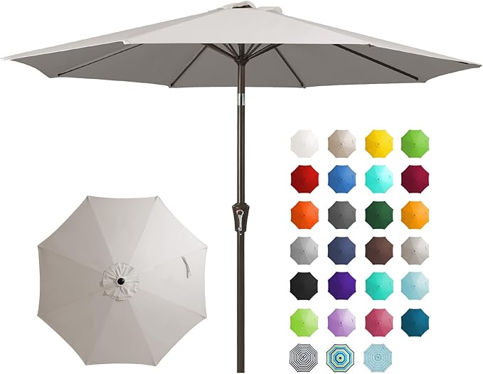 JEAREY 9FT Outdoor Patio Umbrella Outdoor Table Umbrella by JEAREYOutdoorsCollection