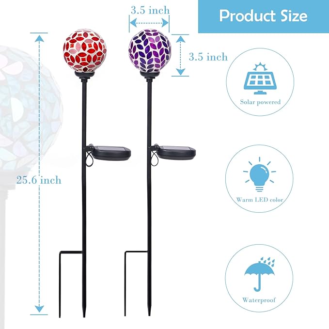 Afirst Solar Lights Outdoor Decorative Solar Mosaic Garden Stakes Decorative - Image 2