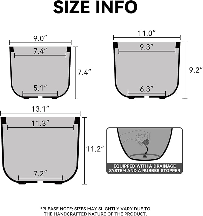Kante Round Concrete Planter, 13.2 Inch Dia Classic Style Large Plant Pot - Image 2