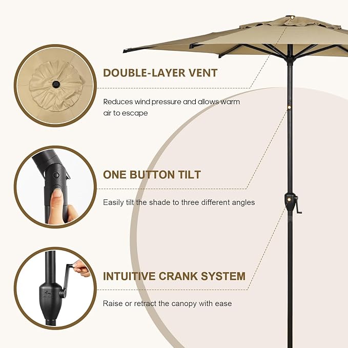 Abba Patio 7.5FT Lyon Outdoor Patio Umbrella Outdoor Table Umbrella - Image 2