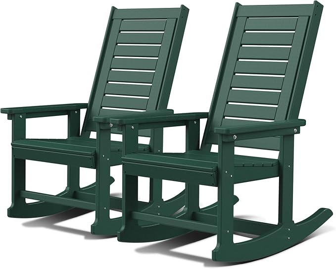 GREENVINES Outdoor Rocking Chairs | Set of 2 | Porch Rocker | HDPE Plastic | by GreenVines