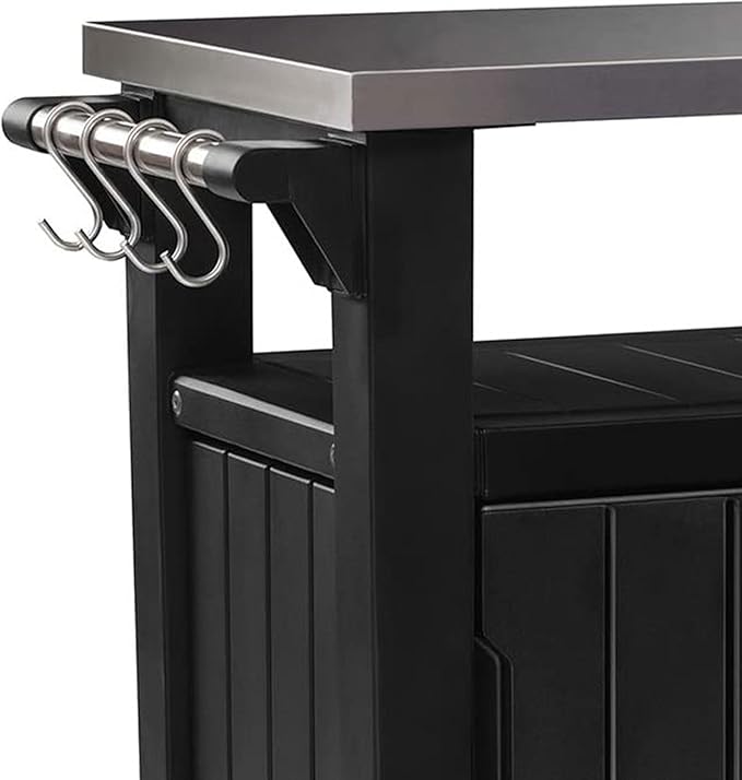 Keter Unity Small 40 Gallon Grill Prep Table and Storage Cart, Portable Serving - Image 7