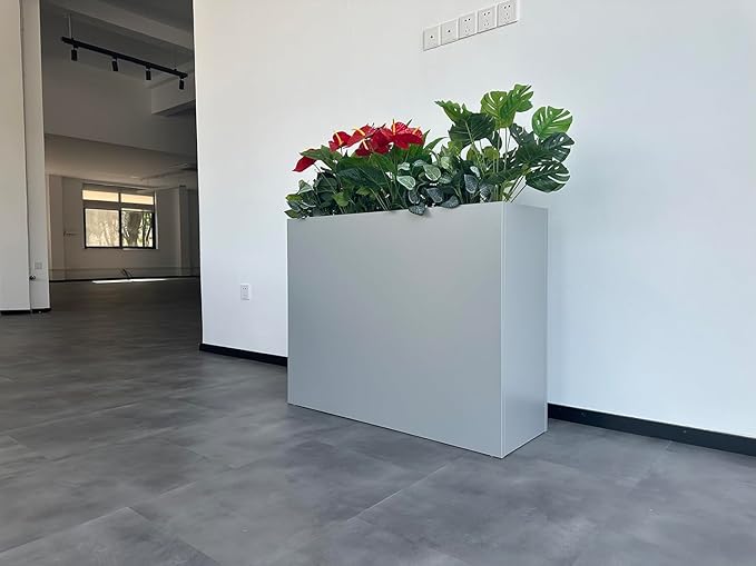 38" L x 13" W x 30" H Metal Tall Rectangular Planter - Image 3
