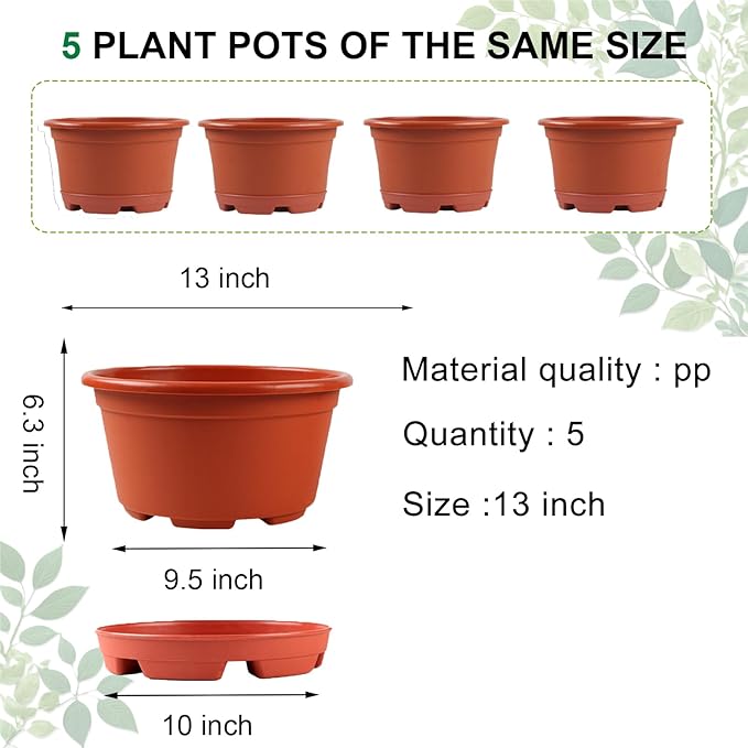 Outdoor Flower Pots 5 Packs 13 inch pots - Image 2