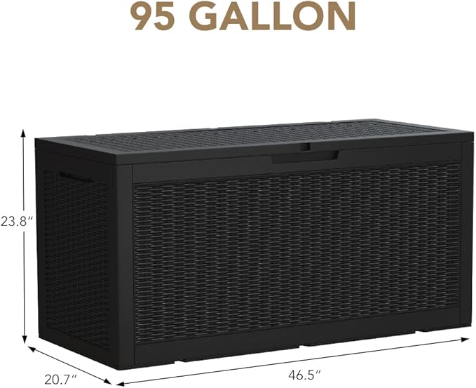 Devoko 95 Gallon Deck Box Large Resin Outdoor Storage Box, Waterproof and UV - Image 6