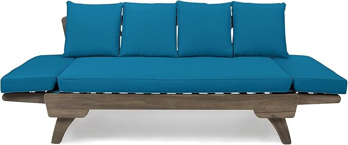 Christopher Knight Home Gary Patio Convertible Couch, Wooden Outdoor Daybed - Image 6
