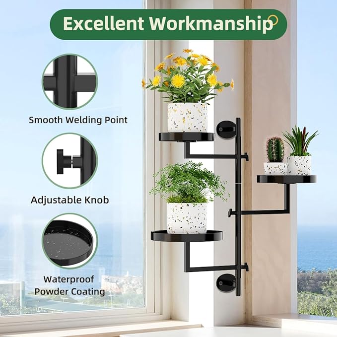 Window Plant Shelves Plant Shelf Indoor Metal Plant Stand Rotating Window Shelf - Image 5