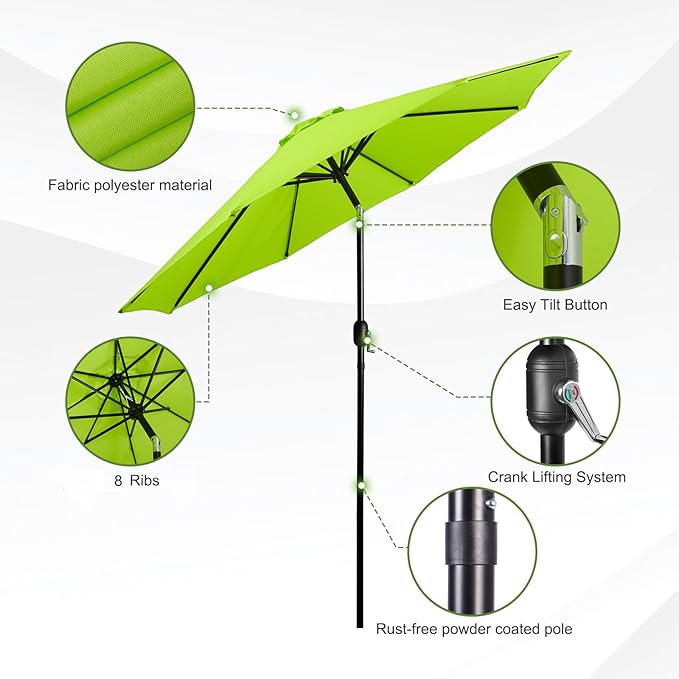 Backyard Expressions 9 ft. Patio Umbrella, Market Table Umbrella w/Tilt and - Image 4
