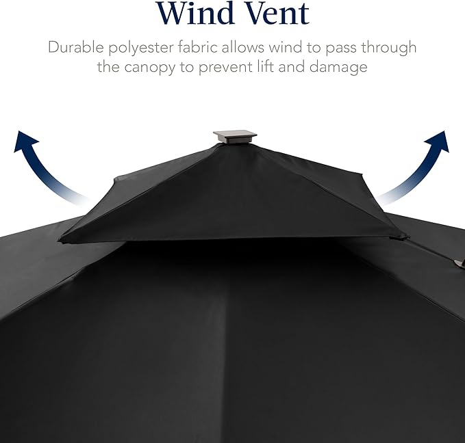 Best Choice Products 12x12ft LED Cantilever Patio Umbrella w/Base Included & - Image 7