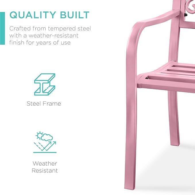 Best Choice Products Outdoor Bench Steel Garden Patio Porch Furniture - Image 4