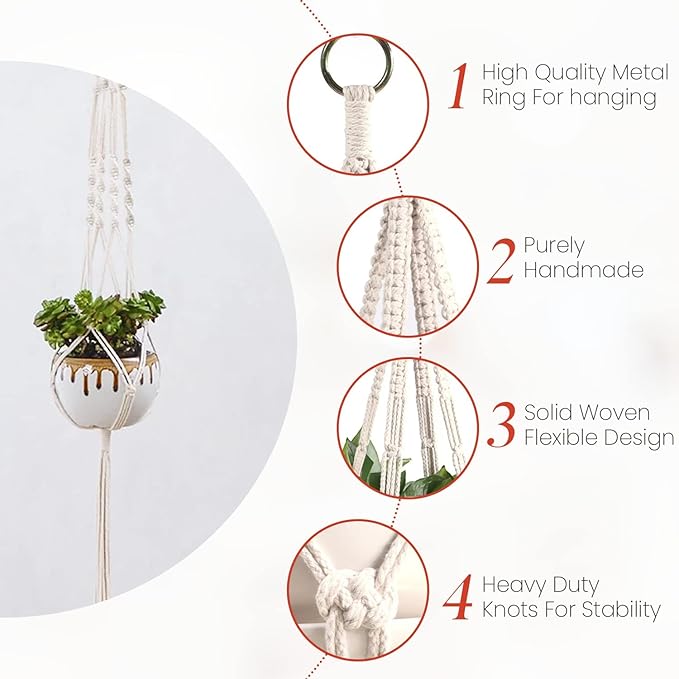 feedee Macrame Plant Hangers for Plants - Image 3