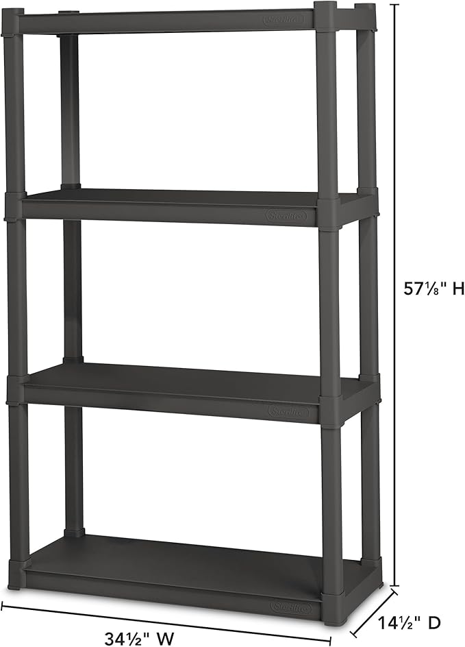 Sterilite 4-Pack 4 Shelf Unit, Heavy-Duty Shelving Storage and Utility Rack - Image 3