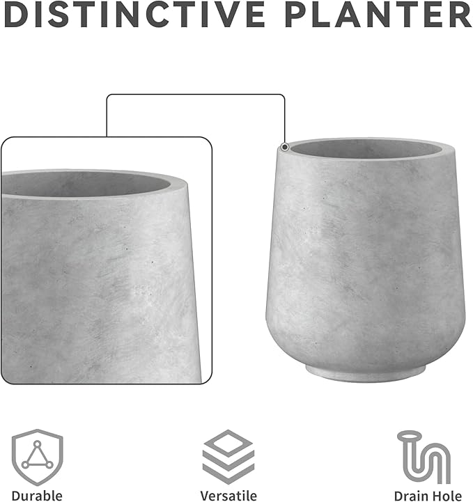 Kante 15.3"+11.6"+8.2" Dia Round Concrete Planter, Large Outdoor Indoor Planter - Image 8
