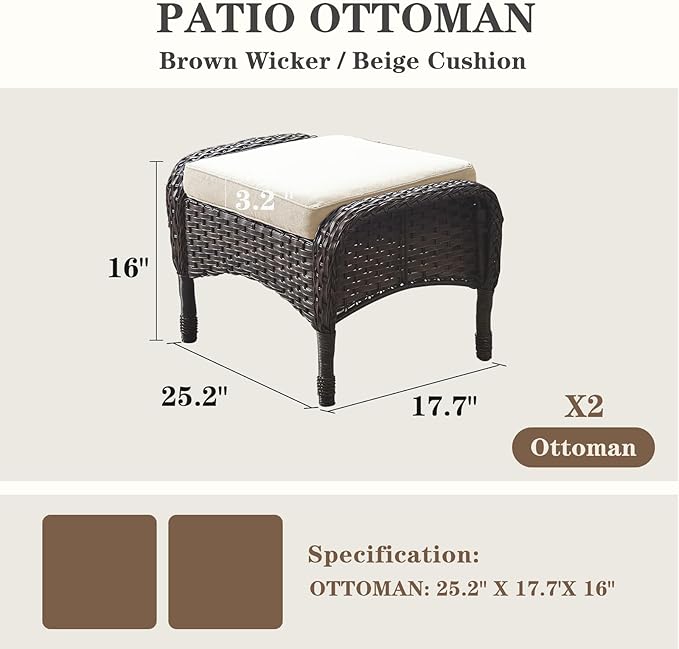 Belord Outdoor Ottomans for Patio Foot Rest - Image 3