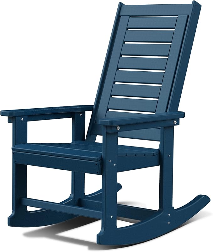 GREENVINES Outdoor Rocking Chairs | Porch Rocker | HDPE Plastic | Blue | by GreenVines