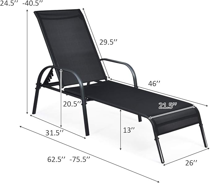 Giantex Patio Lounge Chair, Outdoor Chaise Lounge - Image 2