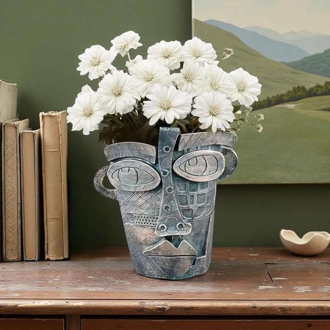 Picasso Abstract Face Flower Pot, Unique Resin Crafted Planter - Image 4