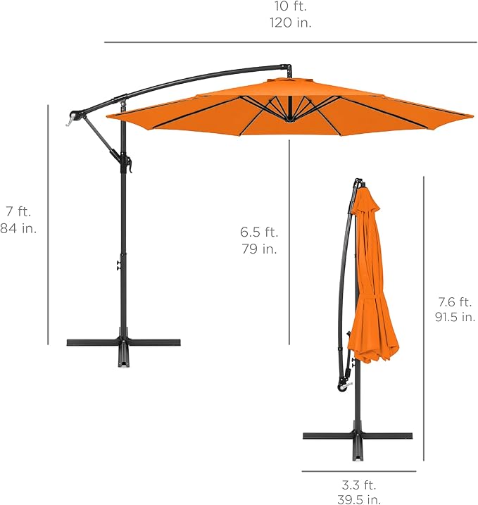 Best Choice Products 10ft Offset Cantilever Hanging Market Patio Umbrella - Image 7
