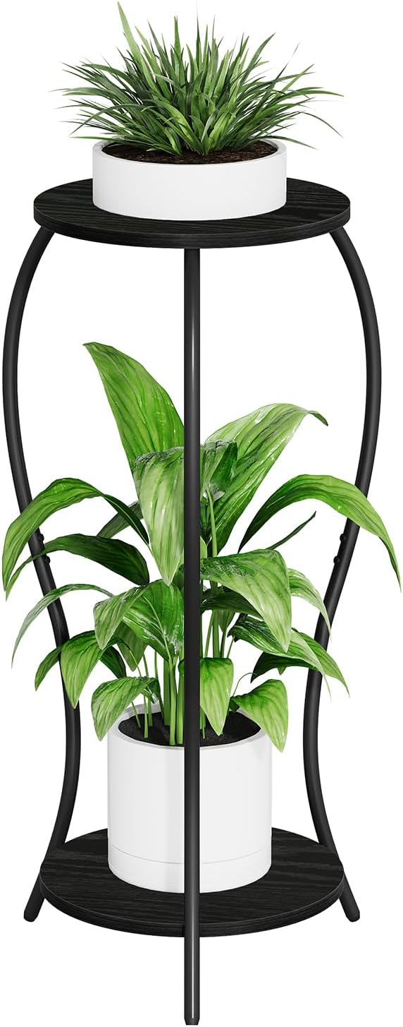 Plant Stand Indoor, 2 Tier Round Tall Plant Stand, Flower Pot Stand, Plant by VYUOL