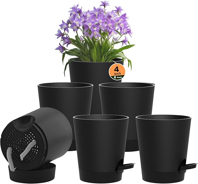 Self Watering Pots, 4 inch Flower Pots by Unknown