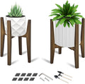 OERGKE 2 PACK Adjustable Plant Stand Indoor, Bamboo Mid Century Modern Plants by OERGKE