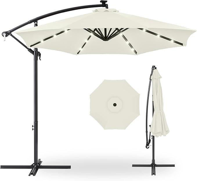 Best Choice Products 10ft Solar LED Offset Cantilever Hanging Market Patio by BestChoiceProducts