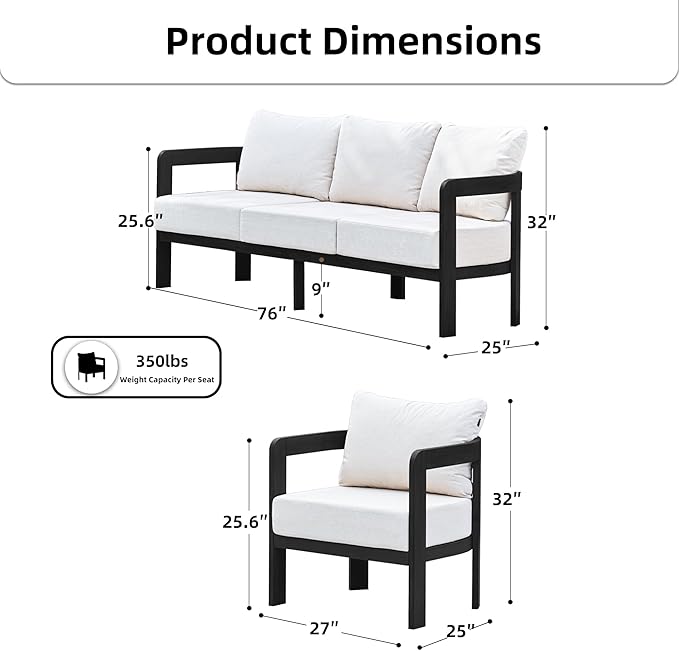 Outdoor Furniture Set, Metal Patio Conversation Set - Image 2