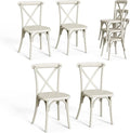 VINGLI Plastic Outdoor Dining Chairs Set of 4, Stackable Patio Cream White by VINGLI