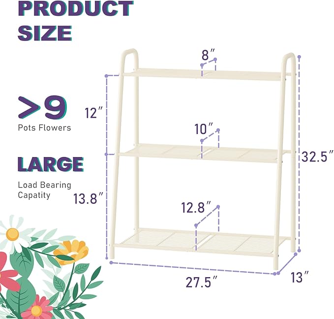 3-Tier Corner Plant Stand, Metal Black Flower Pot Rack, Indoor Outdoor Heavy - Image 5