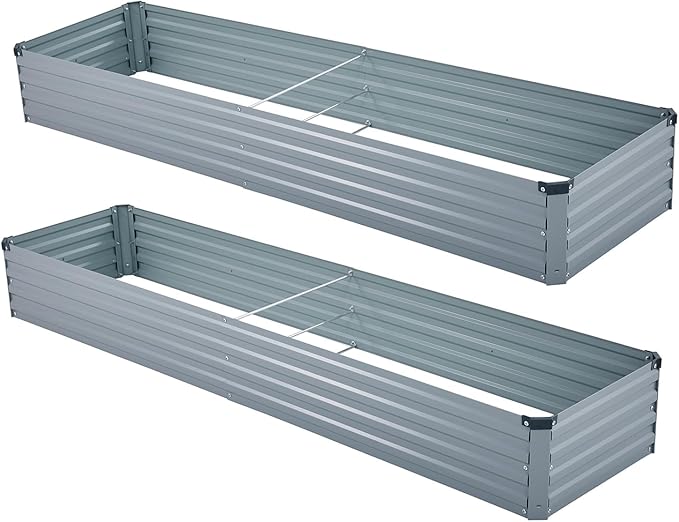 2 Pack 8x2x1FT Galvanized Raised Garden Beds Kit Outdoor Metal Gardening - Image 6