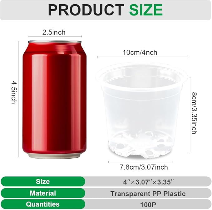 100 Pack 4 Inch Clear Plant pots - Image 2