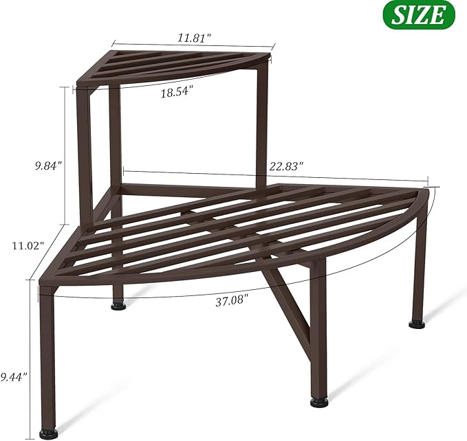 Corner Plant Stand Outdoor Metal, 2 Tier Heavy Duty Ladder Plant Shelf Indoor - Image 5