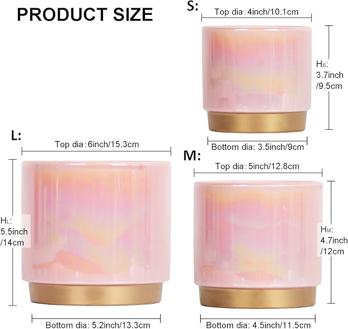 Gepege Pink Indoor Plant Pots for Plants, Ceramic Planter - Image 2