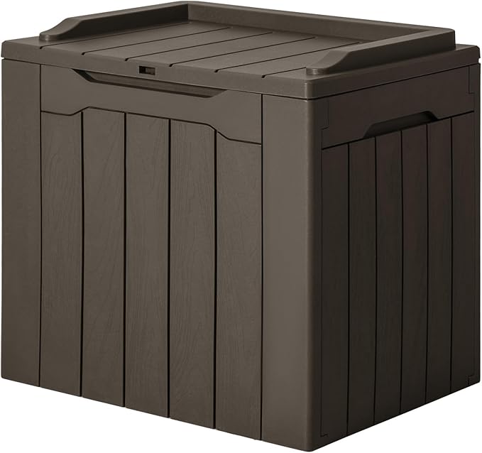 JUMMICO 31 Gallon Resin Deck Box Waterproof Indoor Outdoor Storage Boxes by JUMMICO