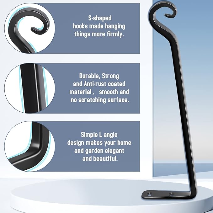 FEED GARDEN 15 Inch 2 Pack Hand-Forged Hanging Plant Bracket Heavy Duty Metal - Image 3